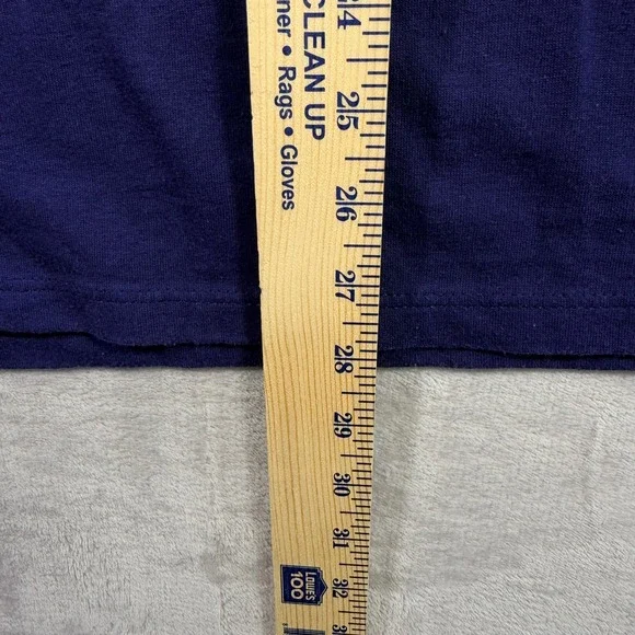 VINTAGE 90s Beach Club Jerzees Mens Graphic T Shirt Navy Textured USA Made - Picture 7 of 8